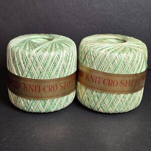 Two J&P Coats Knit-Cro-Sheen Mercerized Cotton Yarn 175 Yards Each Green & Cream